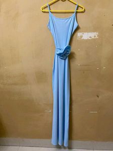 Blue Flower Detail Maxi Dress