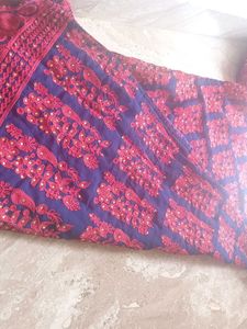 Red &amp; Navy Embroidered Kurti