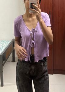 Cute Purple Tie-Front Top Brand(Primark)