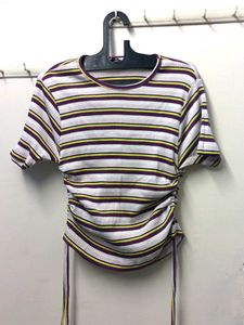 Striped Cinched Waist Top