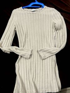 Ribbed Long Sleeve Beige Top
