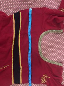 Very Beautifull Red Color Anarkali With Gold Print