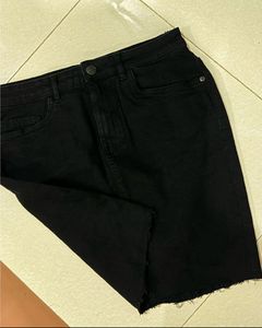 Black Denim Mini Skirt