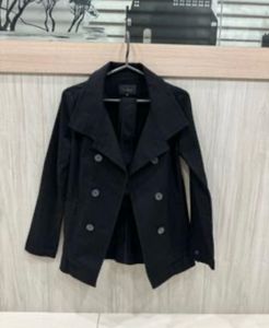 Girl black double-breasted winter coat