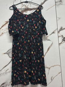 Floral Print Cold Shoulder Dress