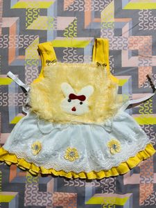 Cute Yellow And White Baby Frock