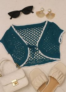 NEWME - Teal Crochet Bolero Cardigan 💚🌴🥑🐢🥝🧤