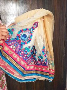 Readymade Peacock Net Embroidered saree