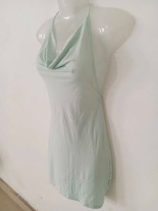 SATIN COWL NECK BACKLESS DRESS