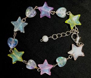 Handmade Multicolored Star and Heart Bracelet