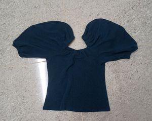 Crop Top Teal Color Open Shoulder