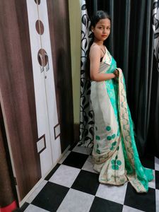 Cream Mint Saaree