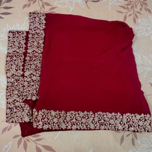 Red &amp; Gold Embroidered Salwar Kameez