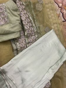 Party wear pista color Saree