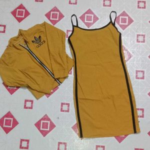 Adidas Mustard Yellow Track Jacket & Dress Set🧡