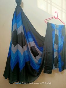 Digital Print Black Saree