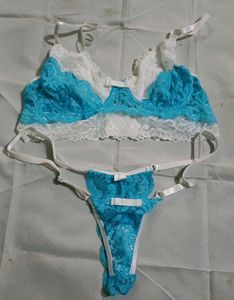 Floral Lace Thong Lingerie Bra Painty Set