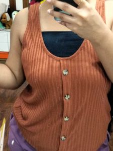 H&amp;M Brown Ribbed Top