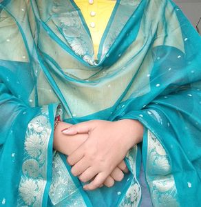 Teal Dupatta with Silver Detail