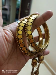 Fancy Golden Jhumka Bangles Set