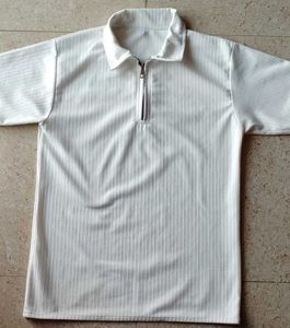 Men's White Half-Zip Polo Shirt