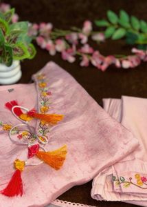 Pink embroidered party wear Kurta Set
