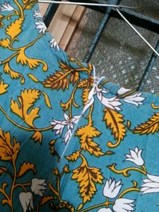 Shoulder Cut Grown Kurti With Yellow Plazo