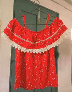 Red Floral Off-Shoulder Top