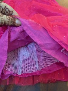 Cute Pink &amp; Gold Girls&#39; Ethnic Dress