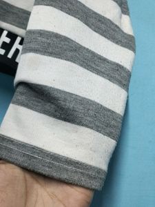 Grey And White Lining Hoodie