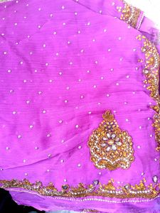 Elegant Purple Saree with blouse piece