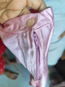 Baby Pink Long Satin Skirt