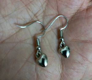 Cute Handmade Silver Coloured Mini Heart Earrings
