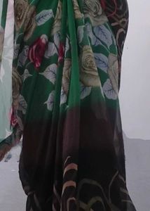 Floral Green Saree