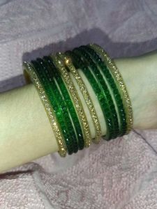 Green &amp; Gold Bangle Set