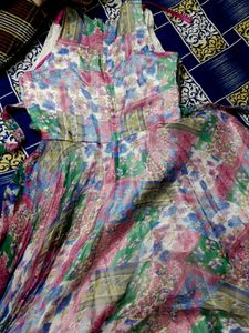 Jimmy Silk Gown With Rich Multi Print work