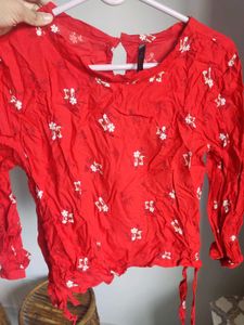 Red Floral Top