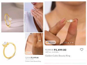 Giva Silver 925 Golden Cubic Beauty Ring