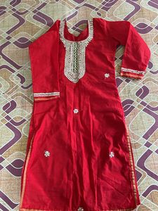 Beautiful Red Gottapatti Kurta