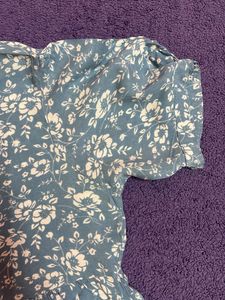 Blue Floral Print Top