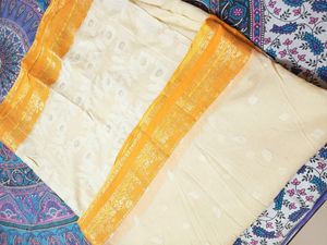 Orange Border Cream Colour Saree