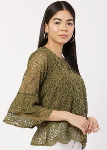 Olive Green Lace Blouse