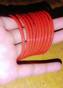 Red Color Glass Bangle And Bindi,Combo Of 2 Powder