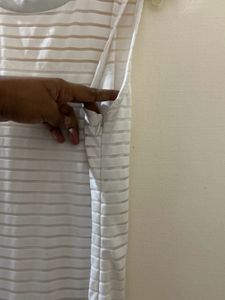 Elegant White Striped Dress