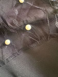 SHEIN Black Pearl-Embellished Mesh Sleeve Bodycon