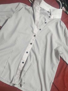 White And Black Striped Formal Shirt