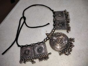 navratri Silver Statement Necklace