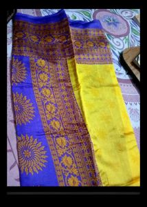 Elegant Blue &amp; Yellow Saree