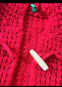 Red Benetton Hoodie Cardigan
