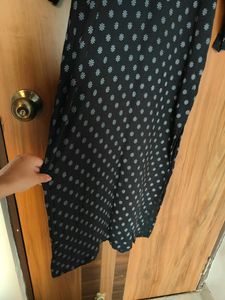 Black Embroidered Yoke Straight Kurta(Women)